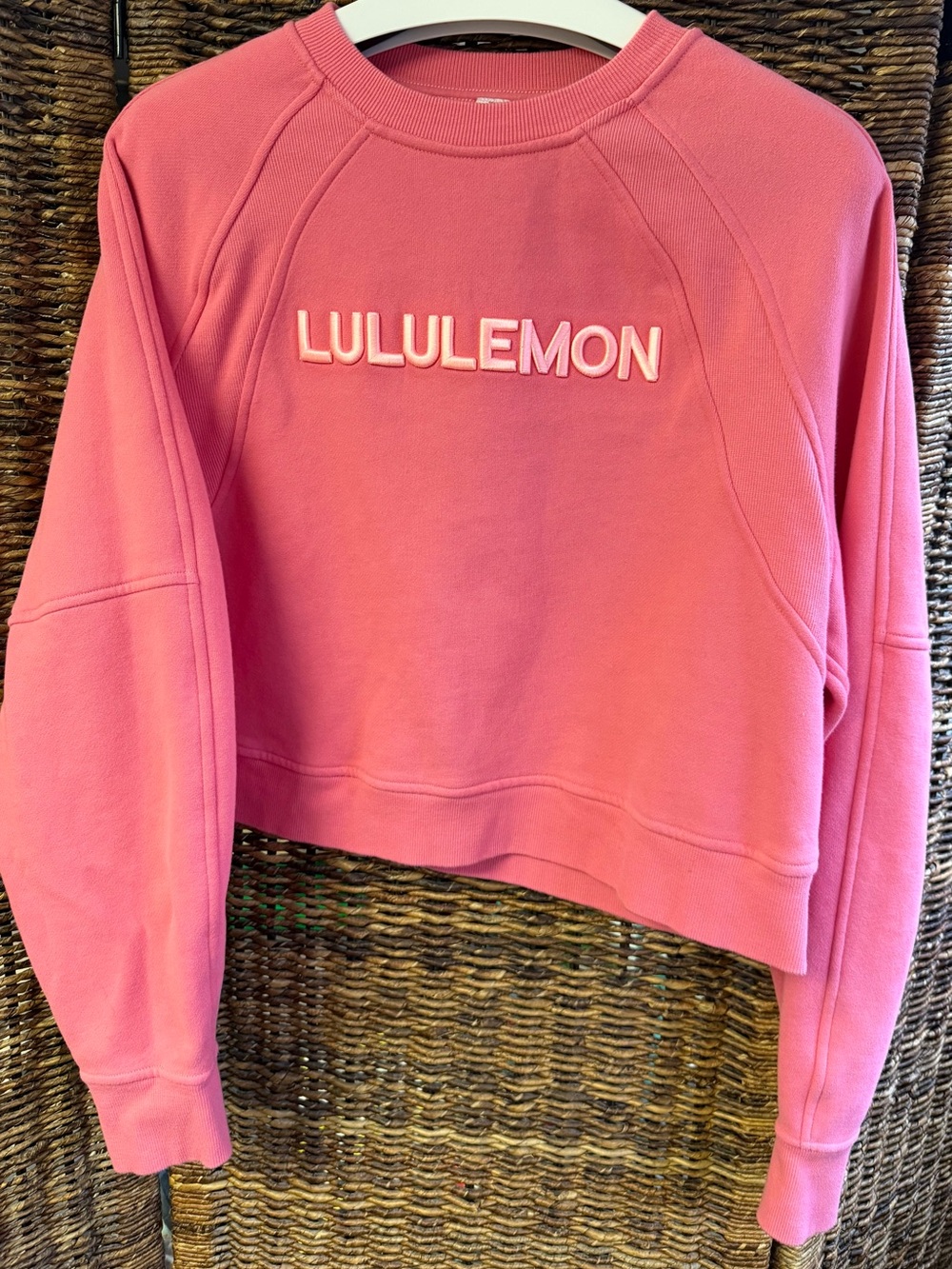 lululemon oversized Scuba Women's Pink wordmark Cropped Sweatshirt- M/LG